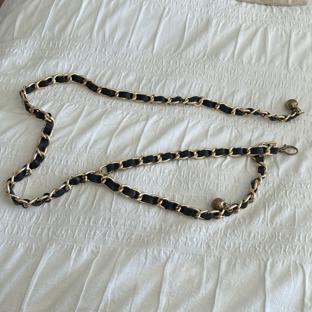 Leather chain belt black gold - Picture 2 of 4